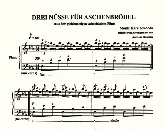 Drei Haselnüsse Für Aschenbrödel Noten Klavier Leicht
