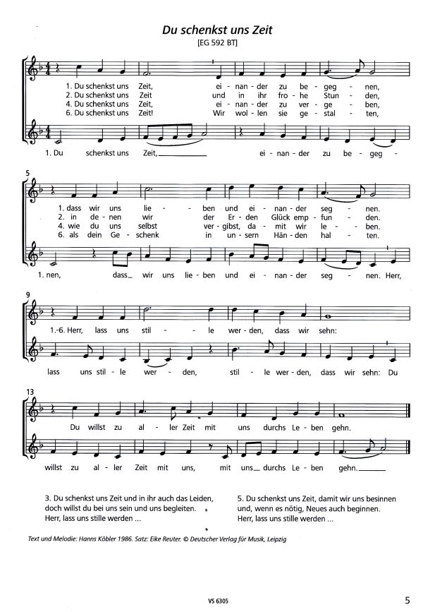 Sammelalbum Du schenkst uns Zeit - Sätze für Frauenstimmen Reuter, Eike