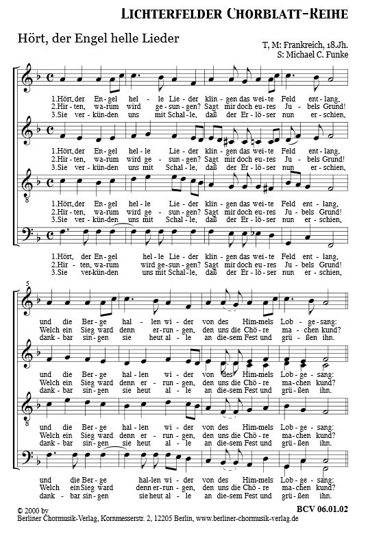 Funke, Michael C. (1965) Hört, der Engel helle Lieder SATB BodenseeMusikversand Funke, Michael C. (1965) Hört, der Engel helle Lieder SATB BodenseeMusikversand